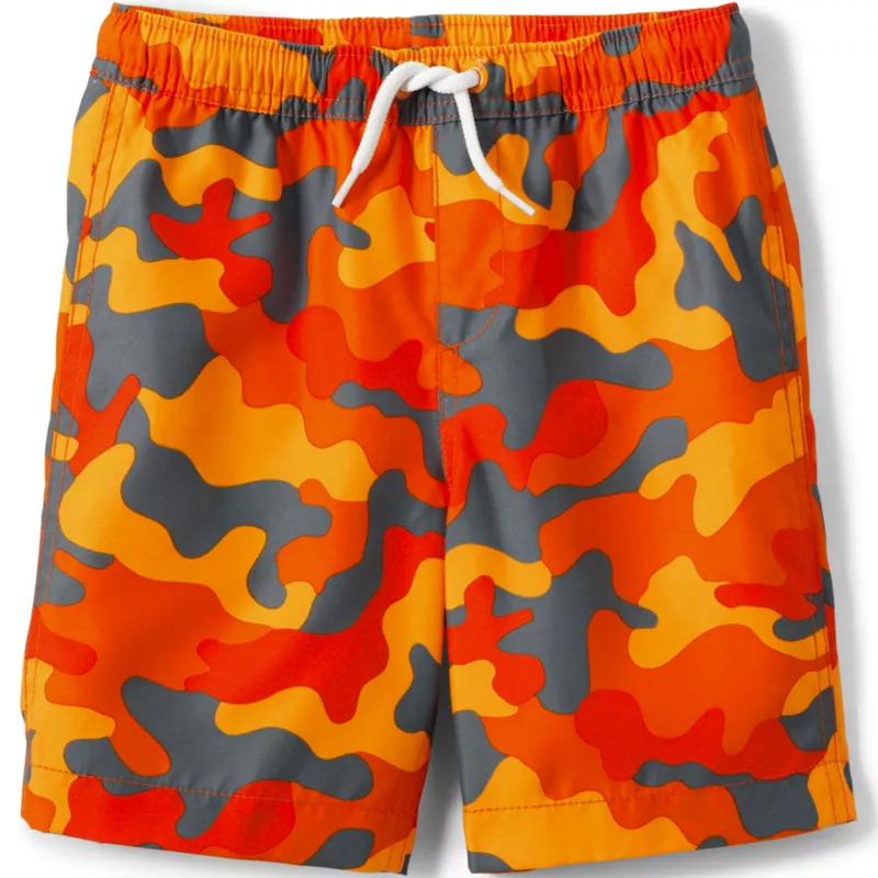 Boys Printed Volley Swim Trunks, Front