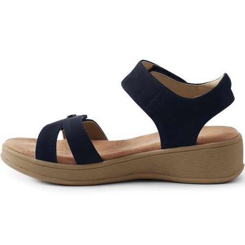Komfort-Ledersandalen mit Keilabsatz für Damen in weiter Passform image number 2