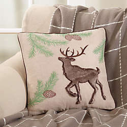 Saro Lifestyle Faux Fur Reindeer Decorative Throw Pillow, alternative image