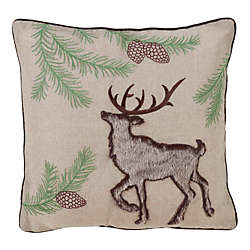 Saro Lifestyle Faux Fur Reindeer Decorative Throw Pillow, Front