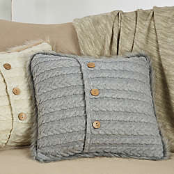 Saro Lifestyle Faux Fur Trim Knit Decorative Throw Pillow, alternative image