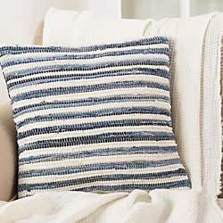 Saro Lifestyle Striped Denim Chindi Decorative Throw Pillow, alternative image