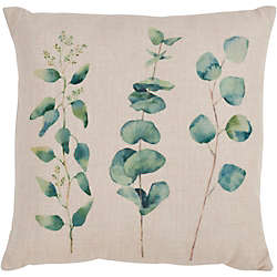 Saro Lifestyle Eucalyptus Print Decorative Throw Pillow, Front