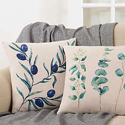 Saro Lifestyle Olive Branch Print Decorative Throw Pillow, alternative image