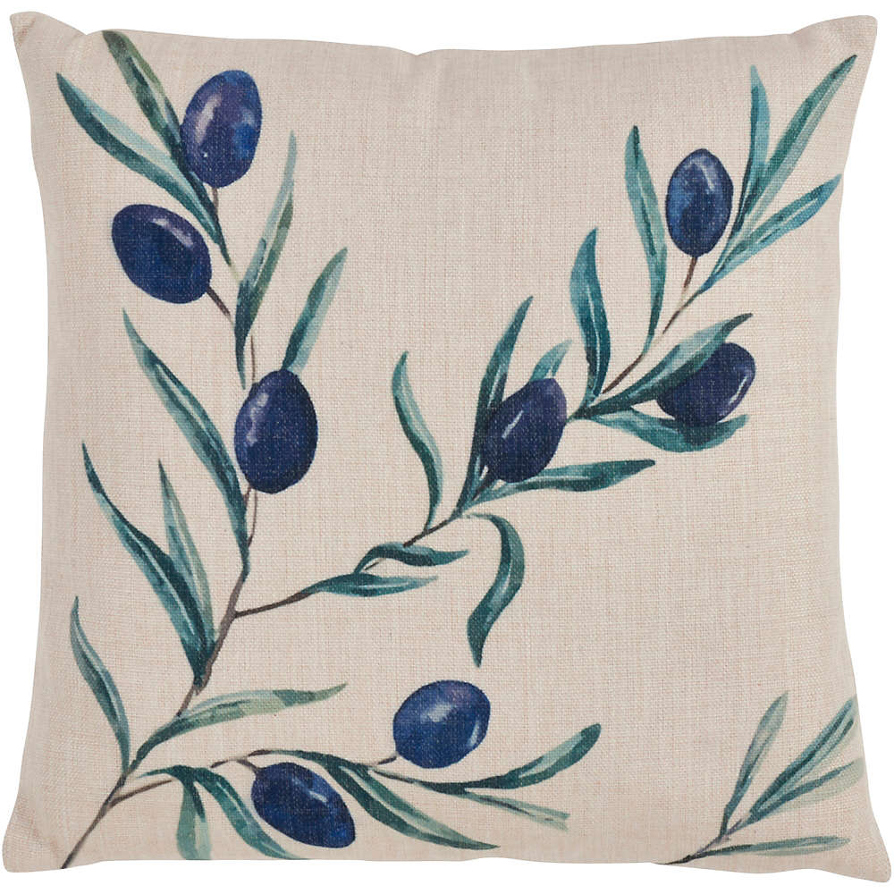 Saro Lifestyle Olive Branch Print Decorative Throw Pillow, Front