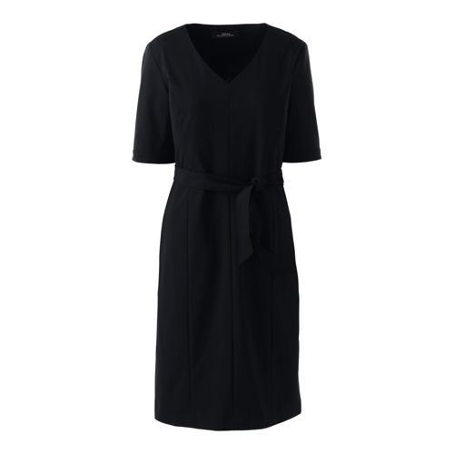 Black wool dress, strap dress, big V neck dress, winter