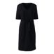 Women's Washable Wool Short Sleeve V Neck Sheath Dress with Removable Belt, Front