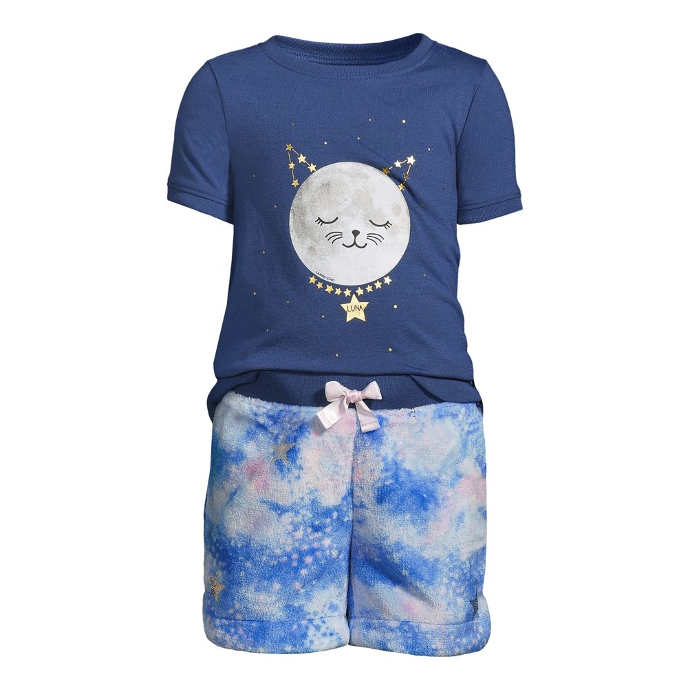 Girls Short Sleeve Tee and Soft Plush Fleece Shorts Pajama Set