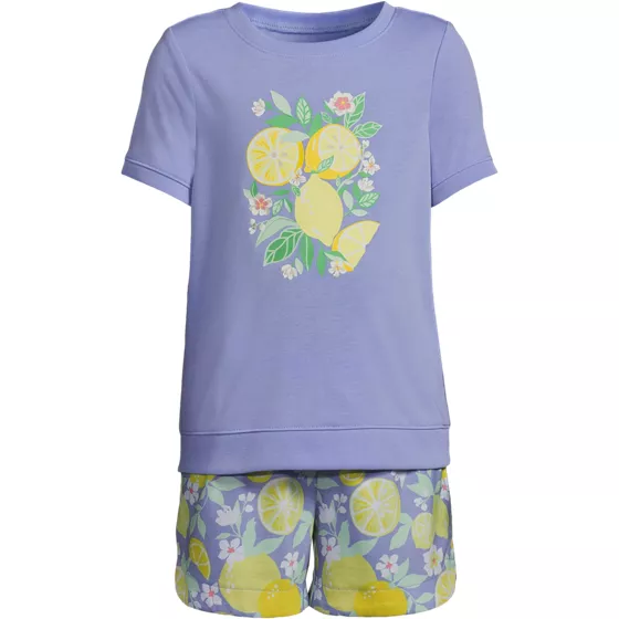 Girls Short Sleeve Tee and Shorts Pajama Set - primary