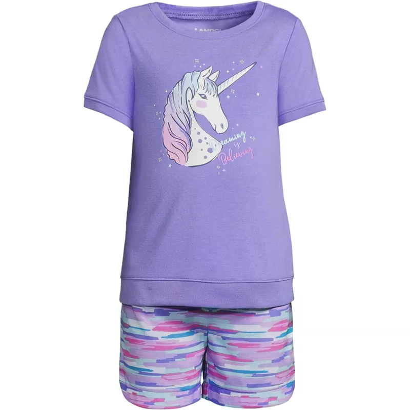 Girls Short Sleeve Tee and Shorts Pajama Set, Front