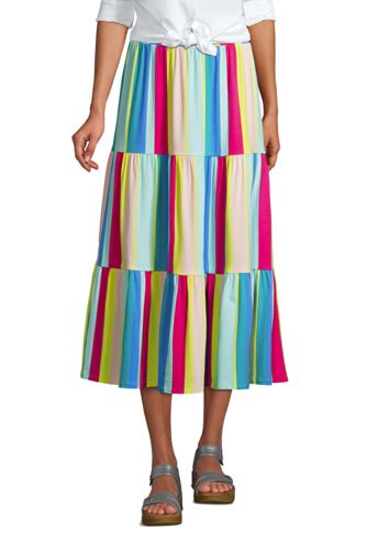 Lands End Women's Knit Tiered Midi Skirt (3 color options)