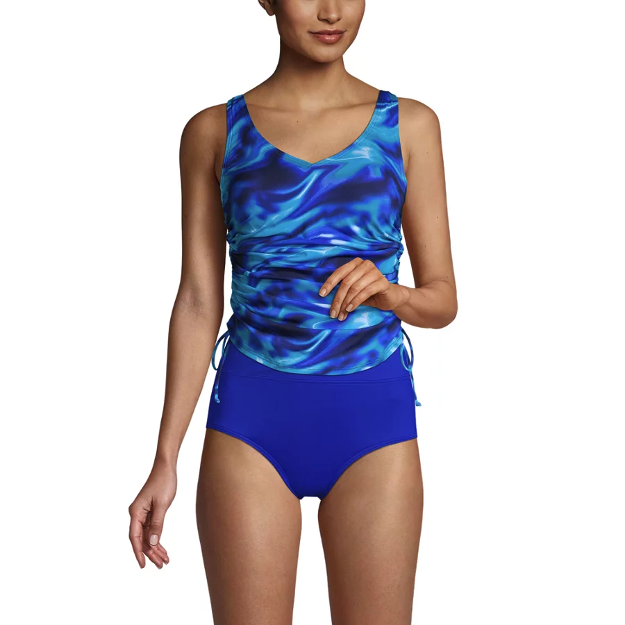 Women's Chlorine Resistant Adjustable Underwire Tankini Swimsuit Top view 2