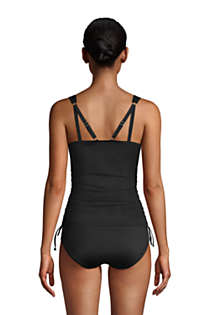 Women's Chlorine Resistant Adjustable V-neck Underwire Tankini Top Swimsuit Adjustable Straps, Back