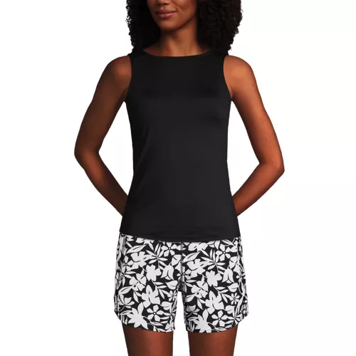 Women's High Neck UPF 50 Sun Protection Modest Tankini Swimsuit Top, Front