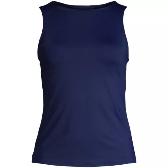Women's Mastectomy High Neck UPF 50 Sun Protection Modest Tankini Swimsuit Top - primary