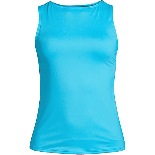 Women's Chlorine Resistant High Neck UPF 50 Sun Protection Modest Tankini Swimsuit Top - Secondary
