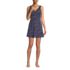 Women's Chlorine Resistant Tummy Control Surplice Wrap Swim Dress One Piece Swimsuit, Front