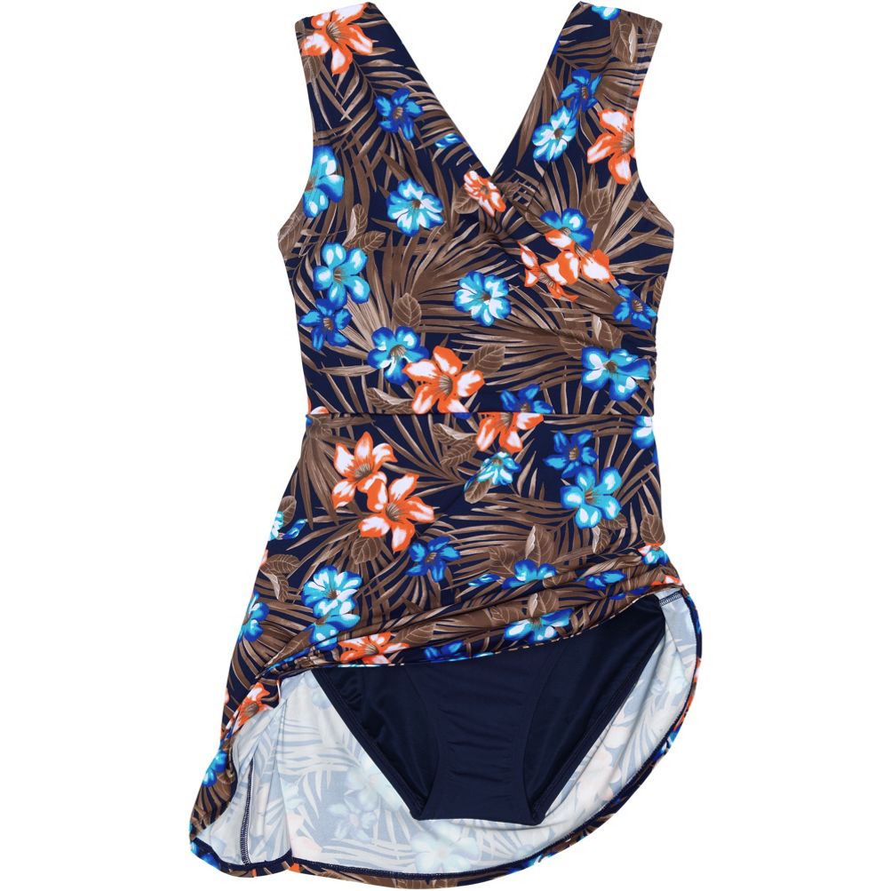 Lands' End Women's UPF 50 Full Coverage Tummy Control Floral Print One  Piece Swimsuit - Multi 1X