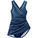 Women's Plus Size Chlorine Resistant Tummy Control Surplice Wrap Swim Dress One Piece Swimsuit, alternative image