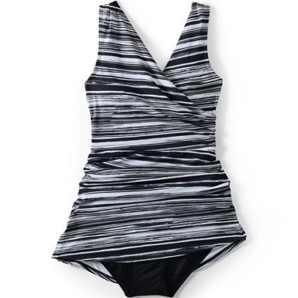 Women's Plus Size Chlorine Resistant Tummy Control Surplice Wrap Swim Dress One Piece Swimsuit - image 3
