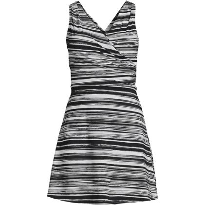 Women's Plus Size Chlorine Resistant Tummy Control Surplice Wrap Swim Dress One Piece Swimsuit - primary