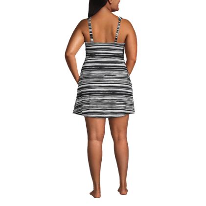 Women's Plus Size Chlorine Resistant Tummy Control Surplice Wrap Swim Dress One Piece Swimsuit - image 1