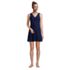 Women's Petite Chlorine Resistant Tummy Control Surplice Wrap Swim Dress One Piece Swimsuit, Front