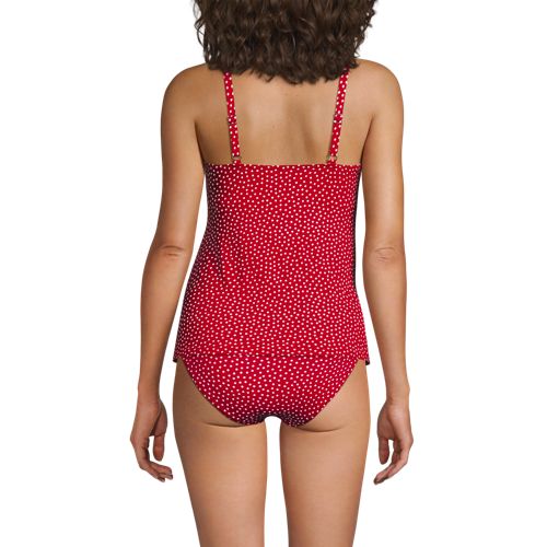  Lands' End Tankinitop Chlorresistent Mit V-ausschnitt, Damen, Größe:34 Regular, Rot, Nylon-mischung, By Lands' End 