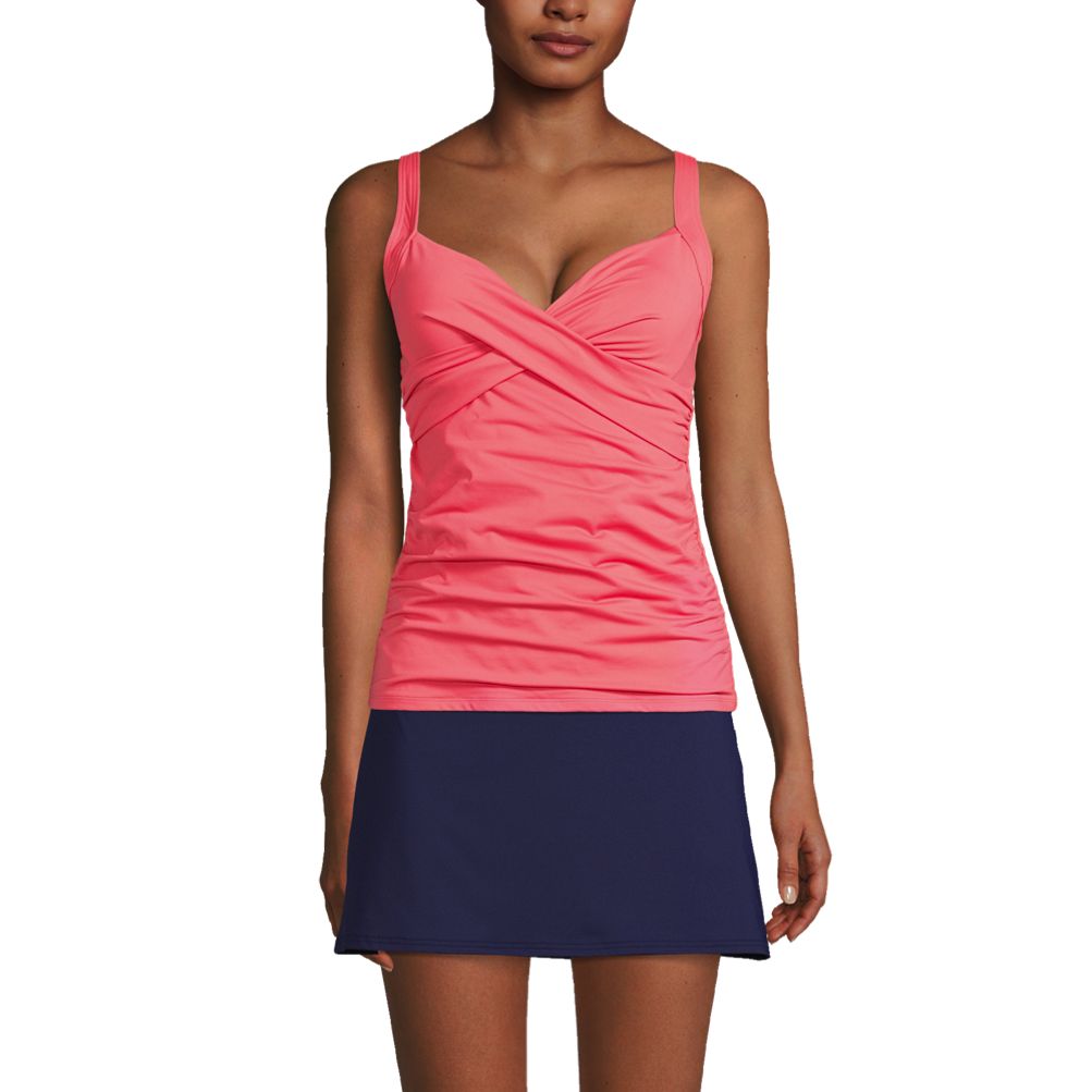 Women's V-Neck Wrap Underwire Tankini Swimsuit Top | Lands' End