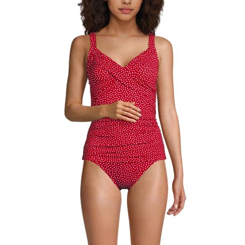 Lands' End Tankinitop Chlorresistent Mit V-ausschnitt, Damen, Größe:34 Regular, Rot, Nylon-mischung, By Lands' End 