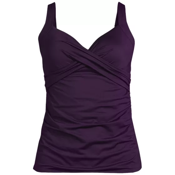 Women's Plus Size Long Torso Sweetheart Wrap Underwire Tankini Top - primary