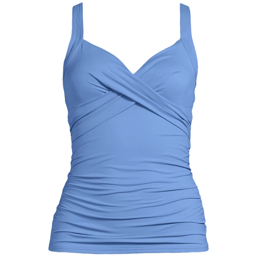 Women's Chlorine Resistant Wrap Underwire Tankini Swimsuit Top view 3