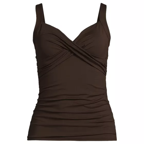 Women's Chlorine Resistant Wrap Underwire Tankini Swimsuit Top - primary