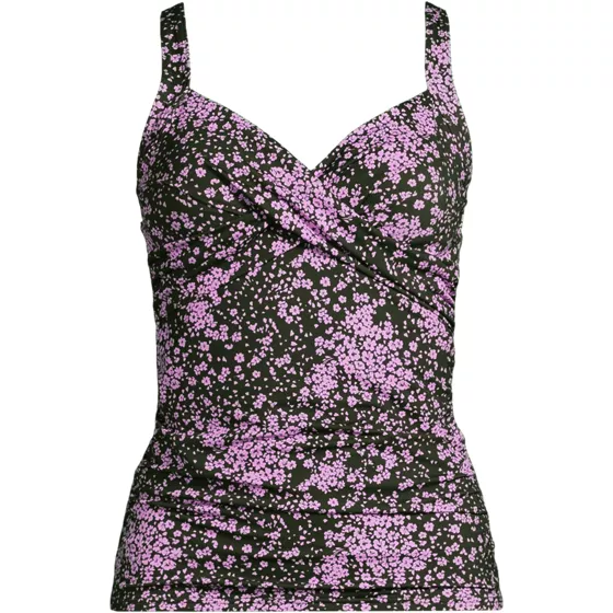 Women's Chlorine Resistant Wrap Underwire Tankini Swimsuit Top - primary