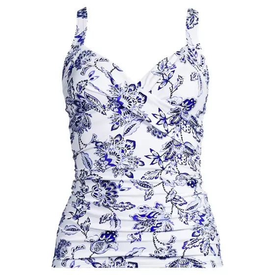 Women's Chlorine Resistant Wrap Underwire Tankini Swimsuit Top - primary