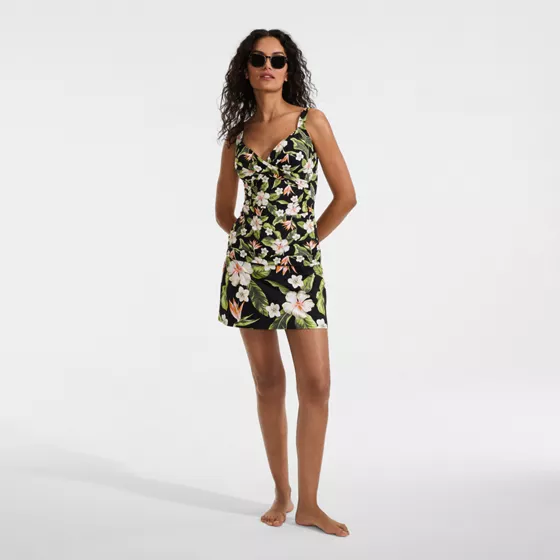 Women's Petite Sweetheart Wrap Underwire Tankini Top - primary