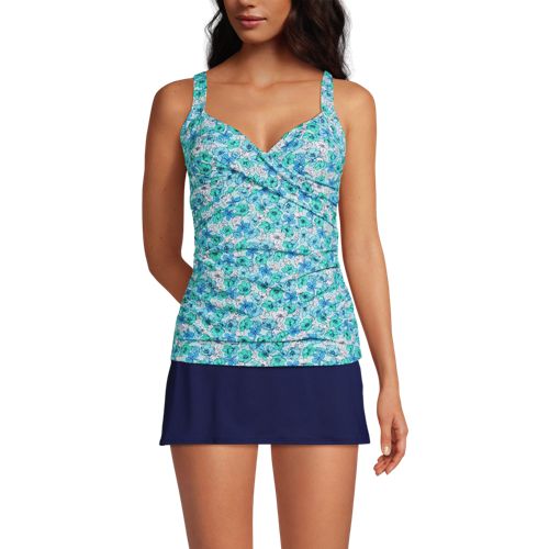  Lands' End Tankinitop Chlorresistent Mit V-ausschnitt Gemustert, Damen, Größe:34 Regular, Blau, Nylon-mischung, By Lands' End 