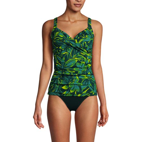  Lands' End Tankinitop Chlorresistent Mit V-ausschnitt Gemustert, Damen, Größe:34 Regular, Grün, Nylon-mischung, By Lands' End 