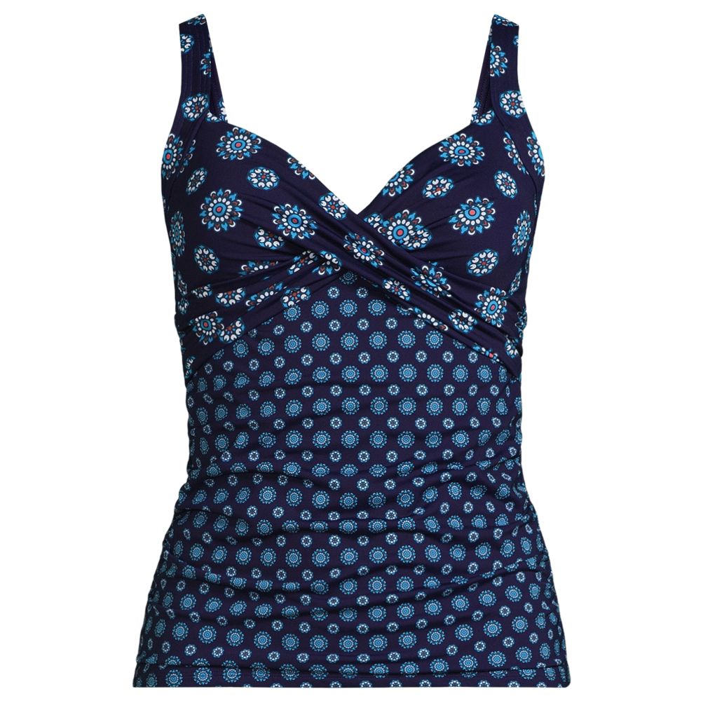 Women's Plus Size V-Neck Wrap Underwire Tankini Swimsuit Top