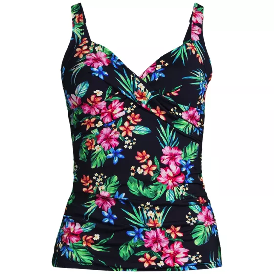 Women's Chlorine Resistant Wrap Underwire Tankini Swimsuit Top - primary