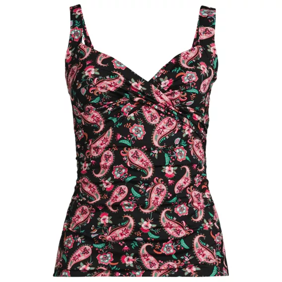 Women's Chlorine Resistant Wrap Underwire Tankini Swimsuit Top - primary