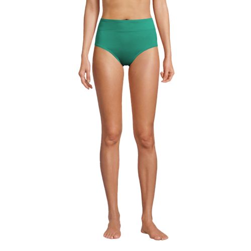 Women's Chlorine Resistant Tummy Control High Waisted Bikini Swim Bottoms, Front