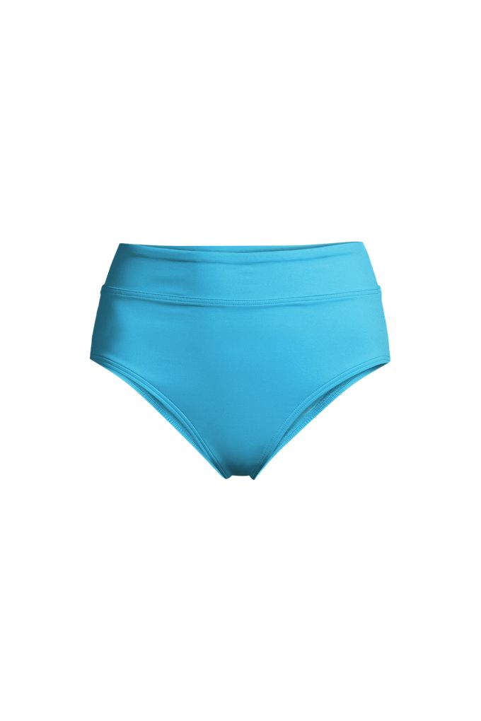 Women's Chlorine Resistant High Waisted Bikini Swim Bottoms - Lands' End - Blue - 14