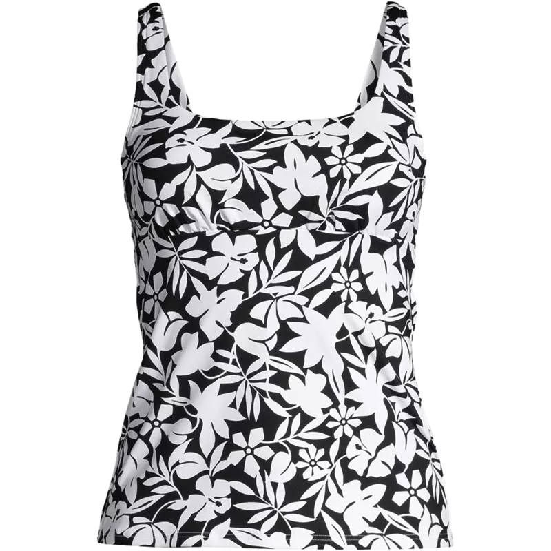 Women's Long Torso Square Neck Underwire Tankini Swimsuit Top, Front