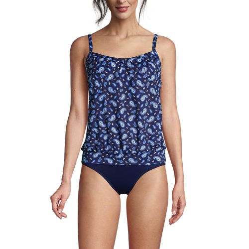 Women's Chlorine Resistant Blouson Tankini Swimsuit Top - image 2