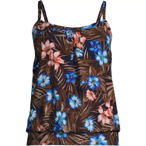 Women's Chlorine Resistant Blouson Tankini Swimsuit Top - primary