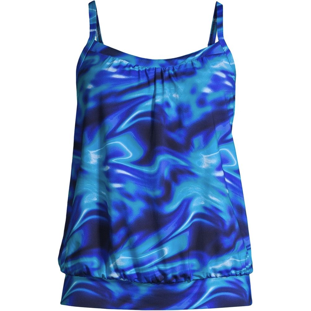 Women's Chlorine Resistant Blouson Tankini Swimsuit Top