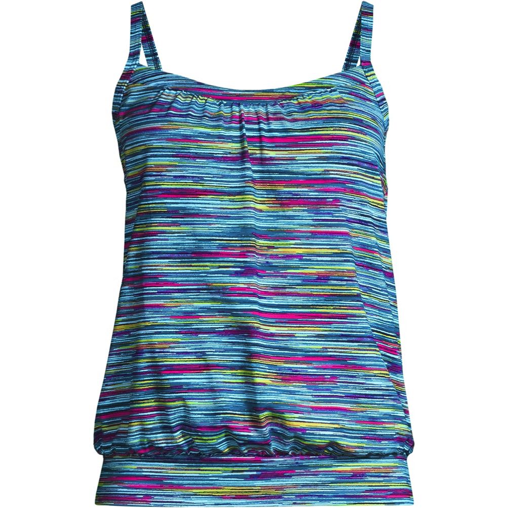 Women's Chlorine Resistant Blouson Tankini Swimsuit Top