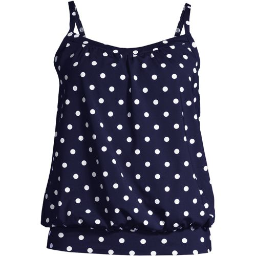 Women's Mastectomy Chlorine Resistant Blouson Tankini Swimsuit Top