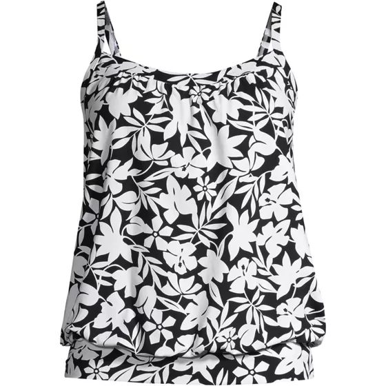 Women's Chlorine Resistant Blouson Tankini Swimsuit Top - primary